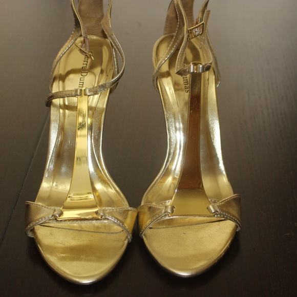 PIERRE DUMAS GOLD HEELS SZ 8 - Picture 2 of 6
